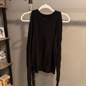 Women's Black Cold Shoulder Beaded Sweater
